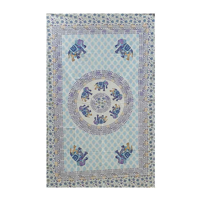 Cotton Elephant Cream Blue Maple Tapestry