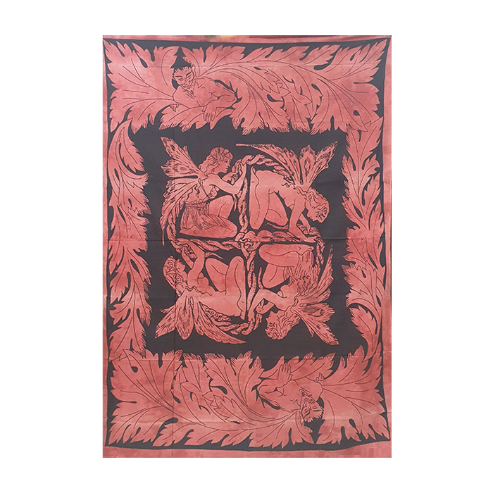 Cotton Four Fairy Red Maple Tapestry