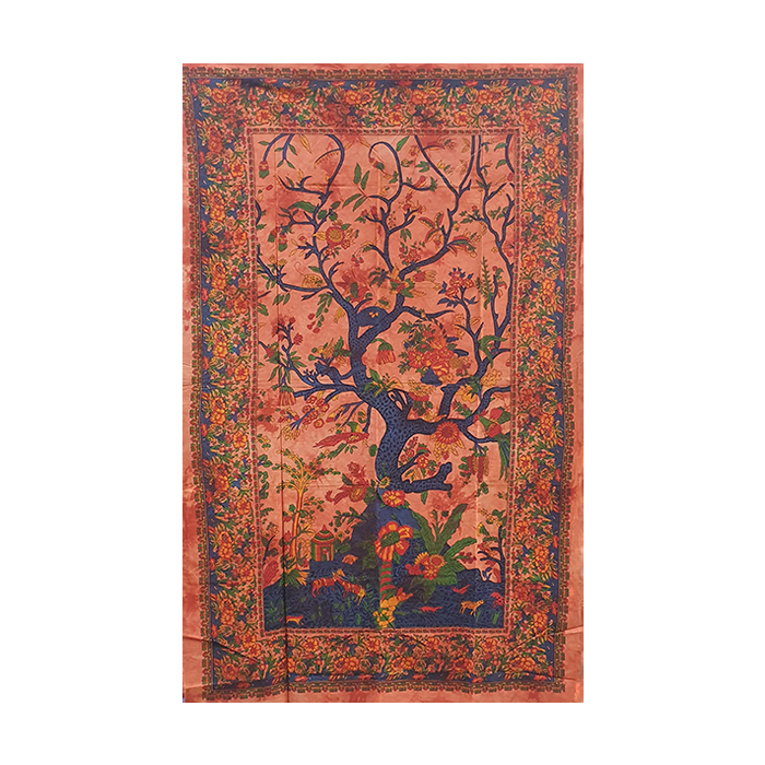 Cotton Tree Of Life Red  Maple Tapestry
