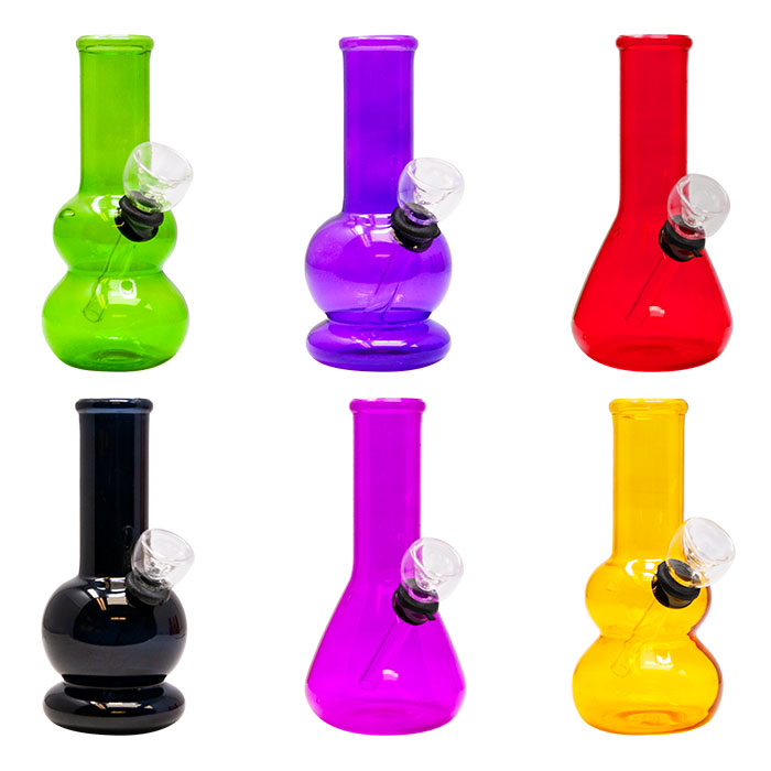 Assorted Color Mini Glass Beaker Bong 5 Inches