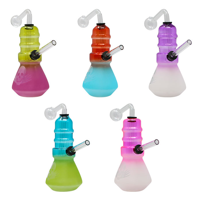 Assorted Color Flying Skull Oil Glass Bong 6 Inches