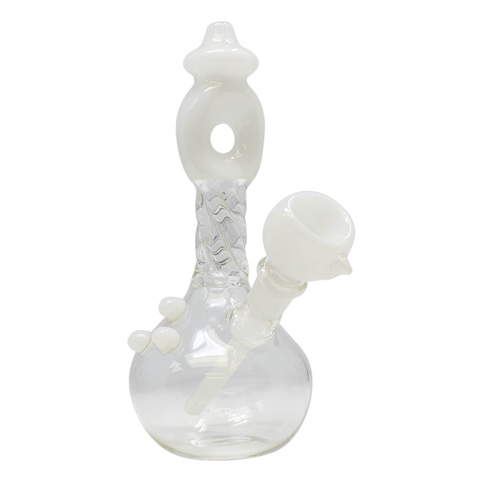 White Twisted Mouthpiece Glass Bong 6 Inches