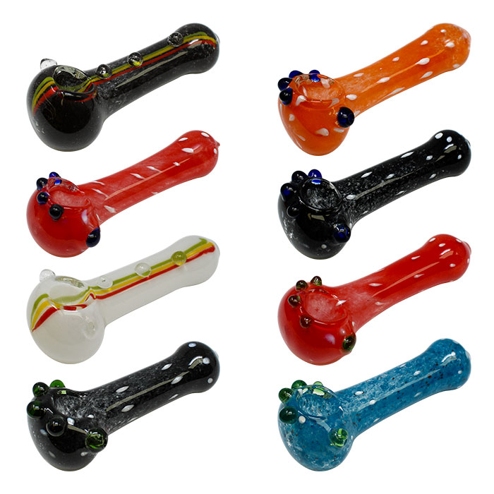 Assorted Color Dotted Glass Pipe 4 Inches
