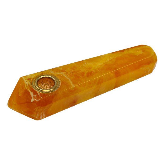 Yellow Marble Stone Look Smoking Pipe 3 Inches