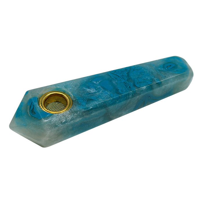 Sky Blue Marble Stone Look Smoking Pipe 3 Inches