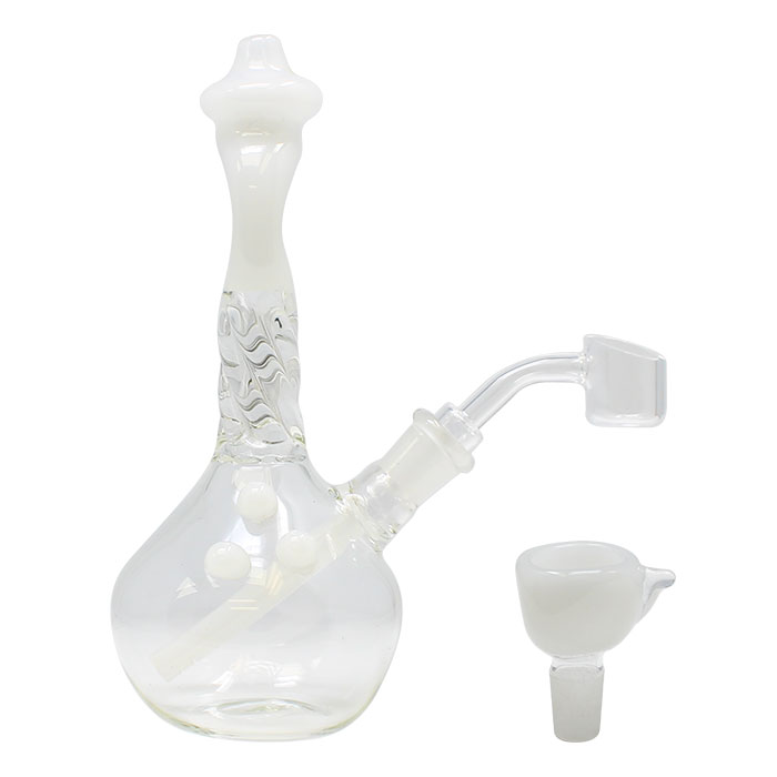 White Twisted Mouthpiece Dab Rig 6 Inches