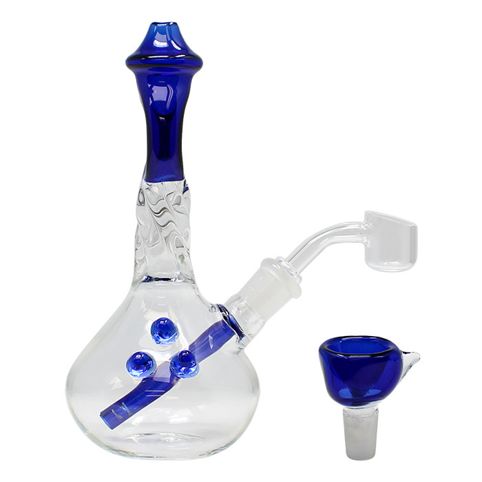 Blue Twisted Mouthpiece Dab Rig 6 Inches