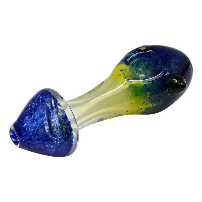 Mushroom Design Blue Color Glass Pipe 4 Inches