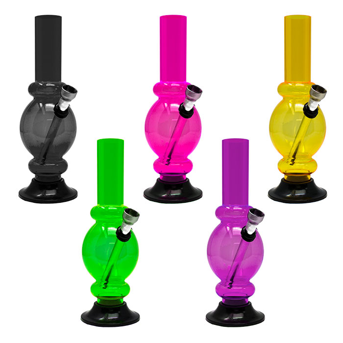Assorted Color Bubble Base Acrylic Bong 8 Inches