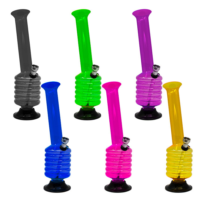 Assorted Color Multi Ring Base Acrylic Bong 10 Inches