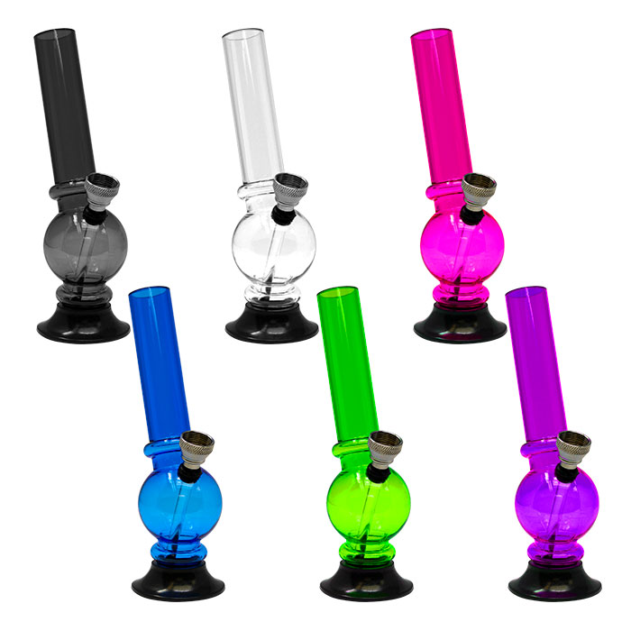 Assorted Color Bubble Base Acrylic Bong 6 Inches