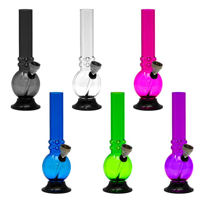 Assorted Color Two Rings with beads Acrylic Bong 6 Inches