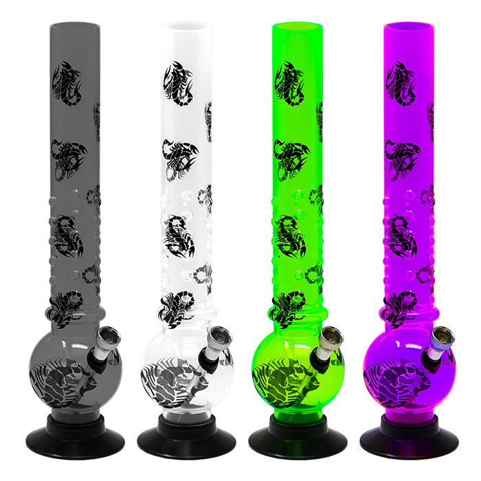 Assorted Color Scorpion Print Acrylic Bong 13 Inches