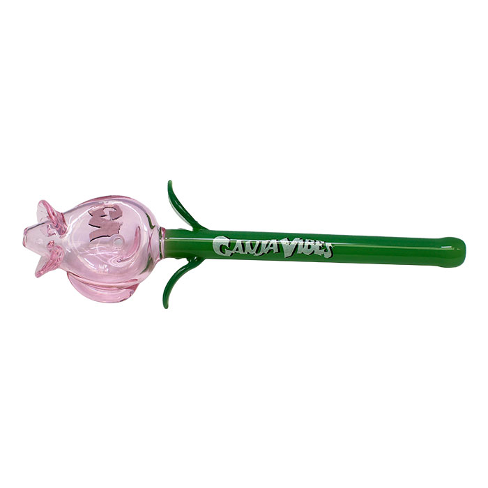 Pink Rose Flower Glass Pipe 7 Inches