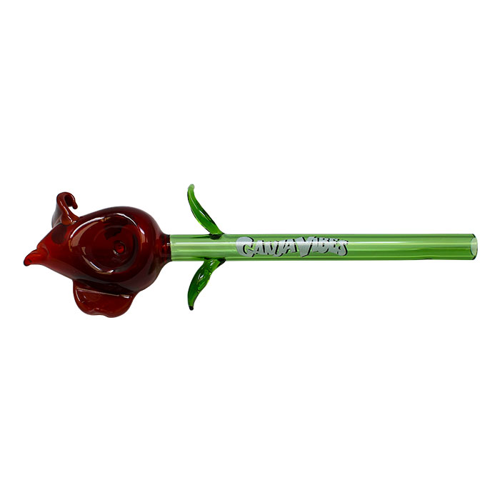 Red Rose Glass Pipe 7 Inches
