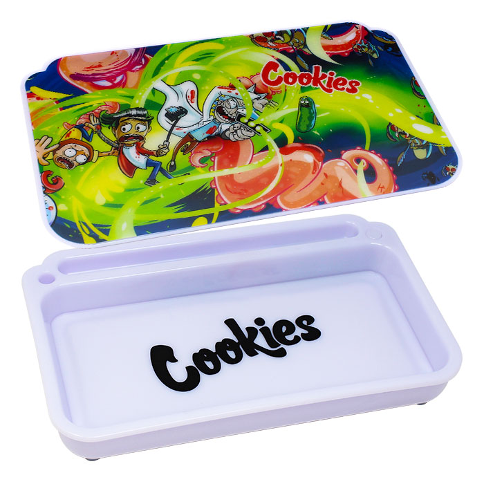 White Cookies Led Rolling Tray With Lid