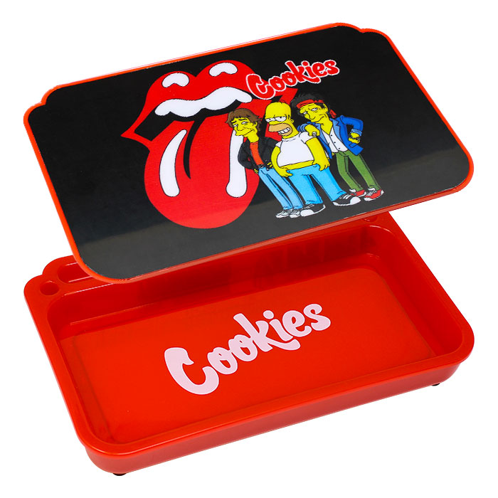 Red Cookies Led Rolling Tray With Lid
