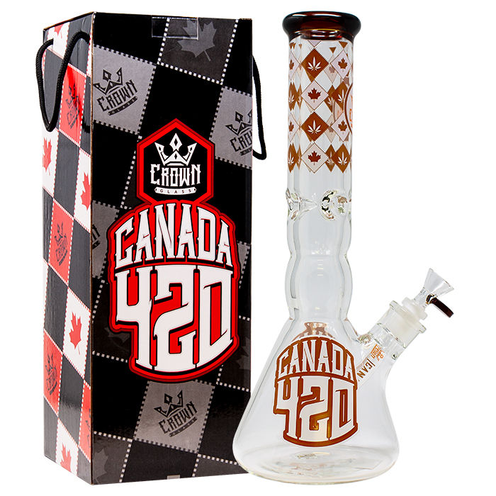Crown Glass  14 Inches Amber Canada 420 Bong
