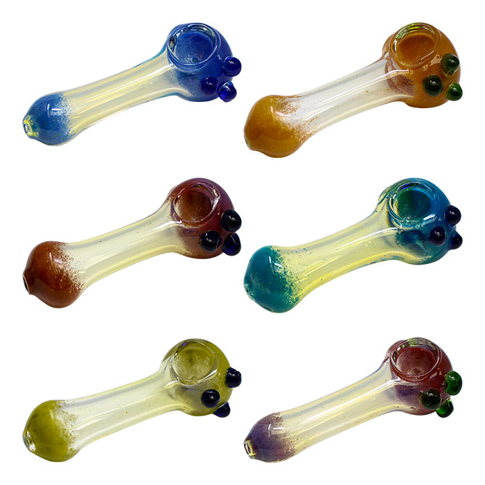 Assorted Color SIlver Fumed Frit Glass Pipe 4 Inches