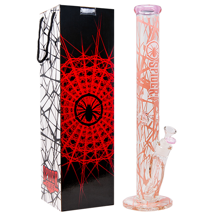 Cylindrical Spider Web Pink 18 Inches Bong