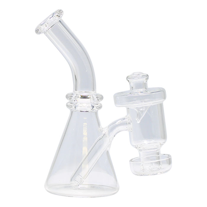 Dab Rig With In Built Thermal Banger And Clear Glass Carb Cap 5 Inches