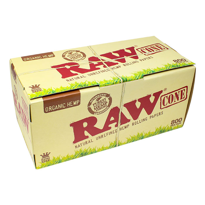 Raw Organic Hemp  Pre Rolled Cone King Size Box of 800