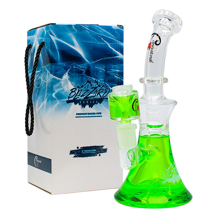 Green Blizzard Series Freezable Glass Bong 9 Inches By Cannatonik