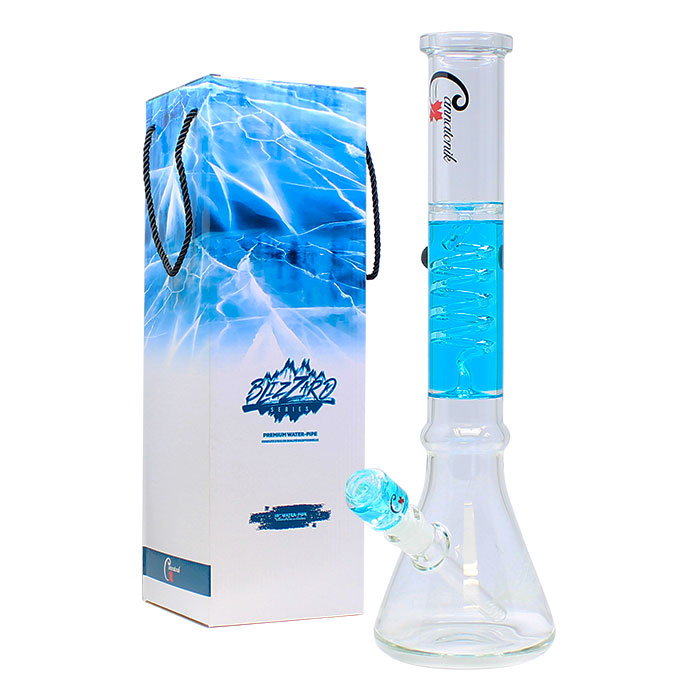Blue Blizzard Series Freezable Bong 16 Inches By Cannatonik