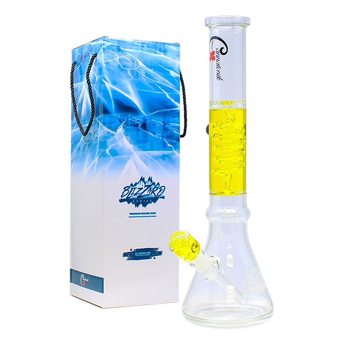 Yellow Blizzard Series Freezable Bong 16 Inches By Cannatonik