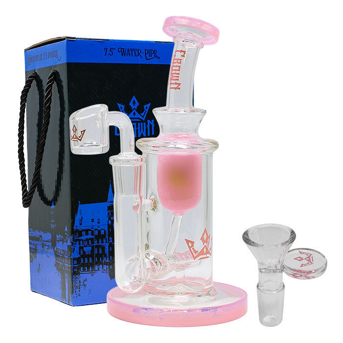 Pink Crown Glass Bong and Dab Rig