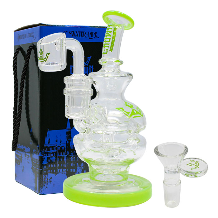 Green Crown Glass Bong and Dab Rig 6 Inches