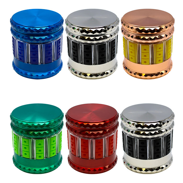 Cylindrical Aluminium Assorted color Grinder display of 6