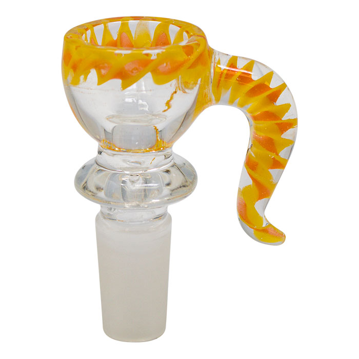 Premium Yellow Swirly Glass Bong Bowl 14mm