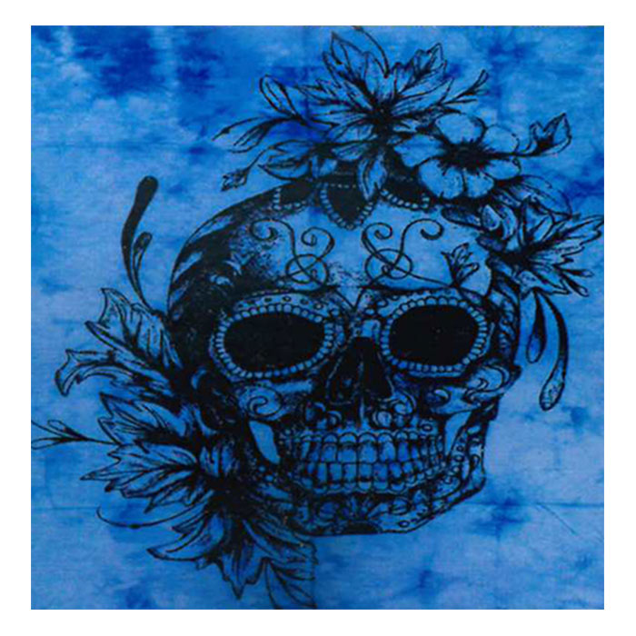 Cotton Blue Day of the Dead Vintage Gothic Print Wall Flag