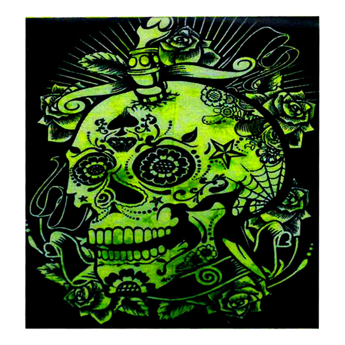 Cotton Green Death Protection And Bravery Skull Dragon Art Wall Flag