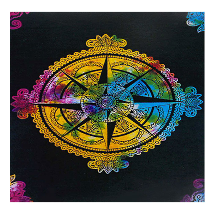 Cotton Tie Dye Bohemian Style Indian Compass And Mandala Wall Art