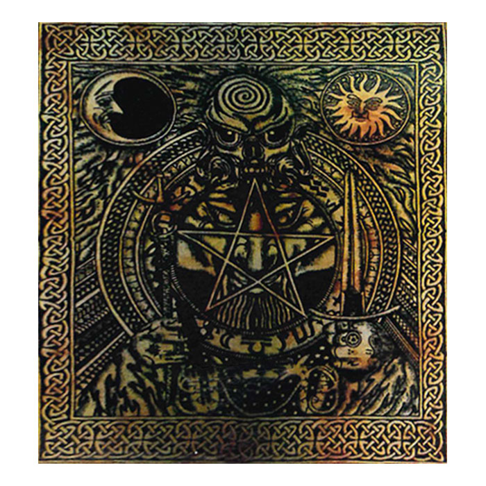 Cotton Sunburst Psychedelic Celtic Design Dragon Face & Skull Wall Art