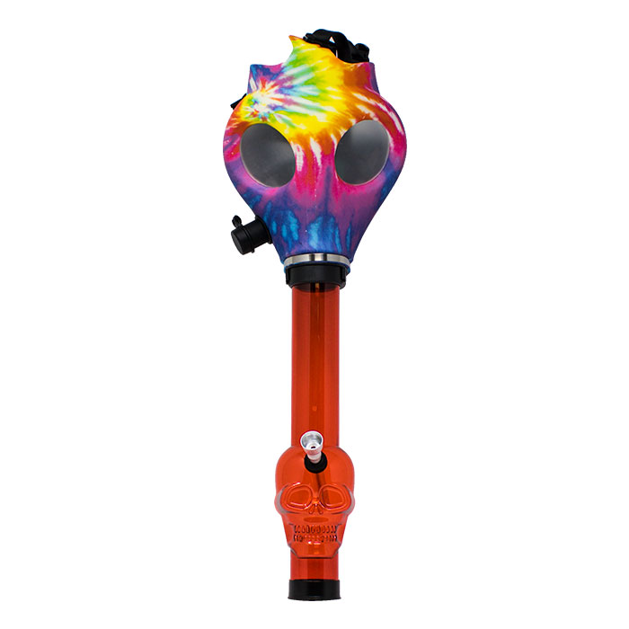 Tie Dye  Silicone Colored Gas Mask with Orange Acrylic Bong