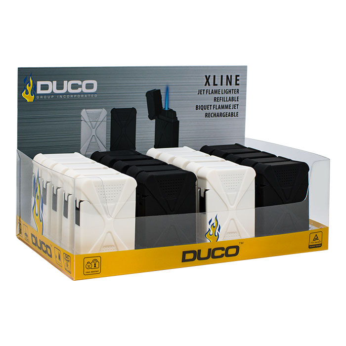 Duco Xline Solid Rubberized  Series Lighter Display Of 20