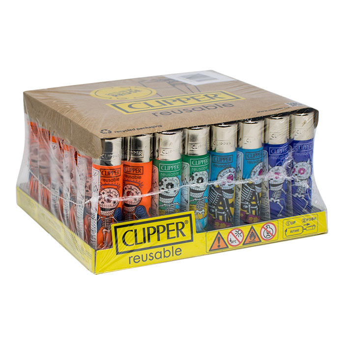 Clipper calavera Lighter Display of 48