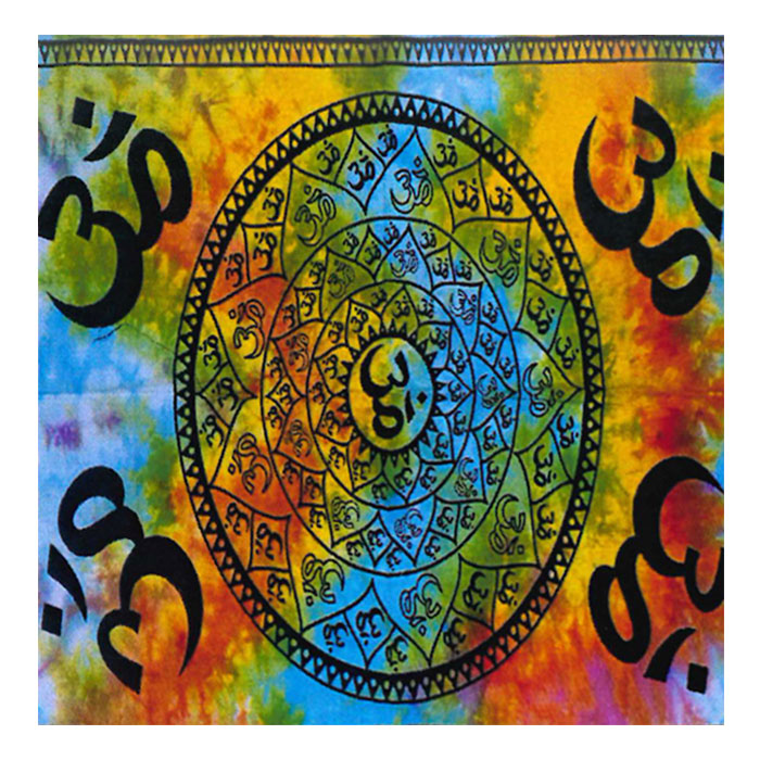 Celtic Trinity Knot Multicolor Om Shanti on Lotus Mandala Cotton Flag