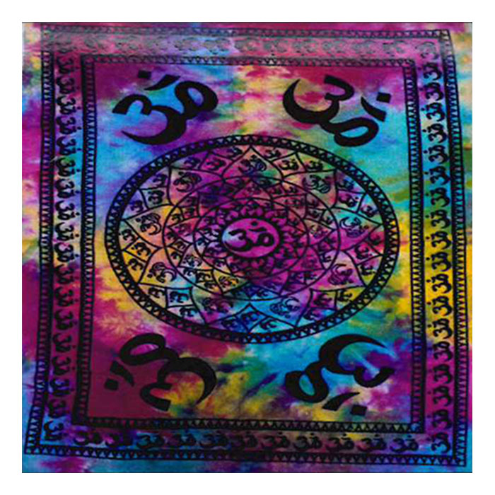 Celtic Trinity Knot Tie and Dye Om Shanti Mantra on Lotus Mandala Cotton Flag