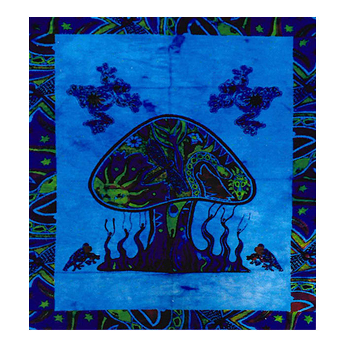 Cotton Blue Frogs Magic Shrooms Psychedelic Mushroom Flag