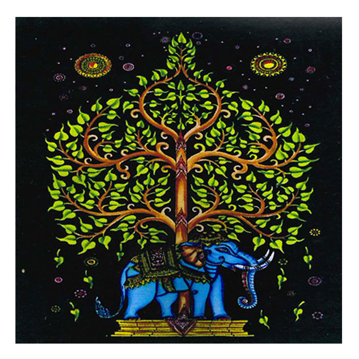 Indian Elephant Meditation Psychedelic Cotton Flag
