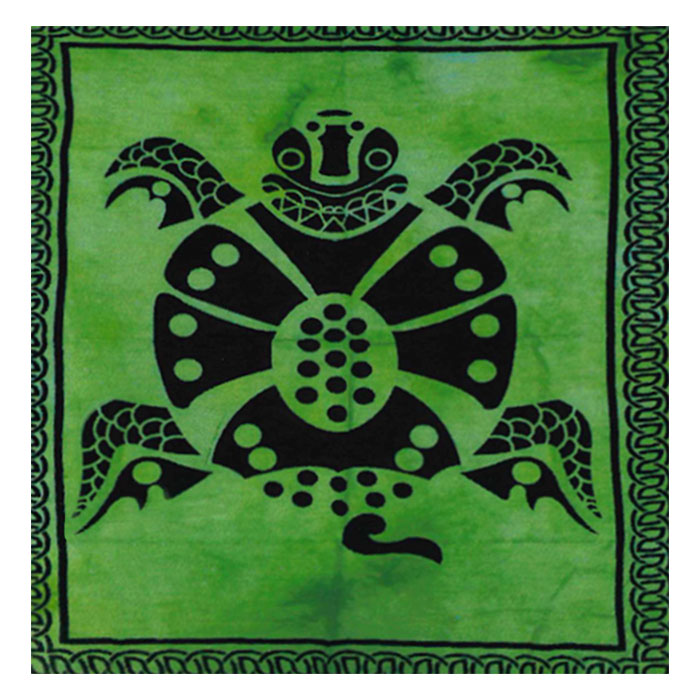 Green Psychedelic Celtic Upside Down Turtle Cotton Flag