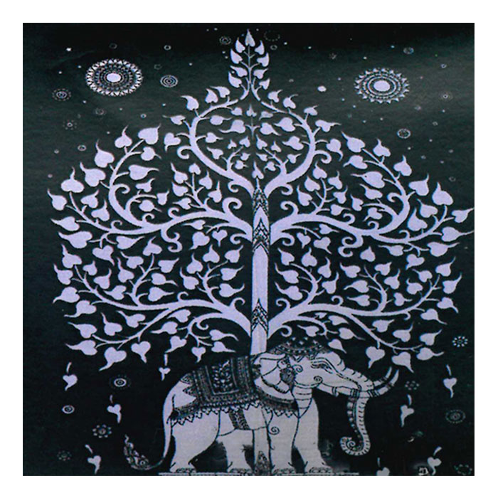Black White Indian Elephant Meditation Psychedelic Cotton Flag
