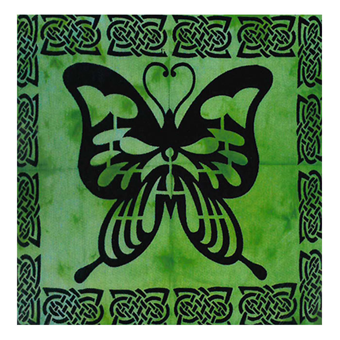 Green Psychedelic Monarch Butterfly Cotton Flag