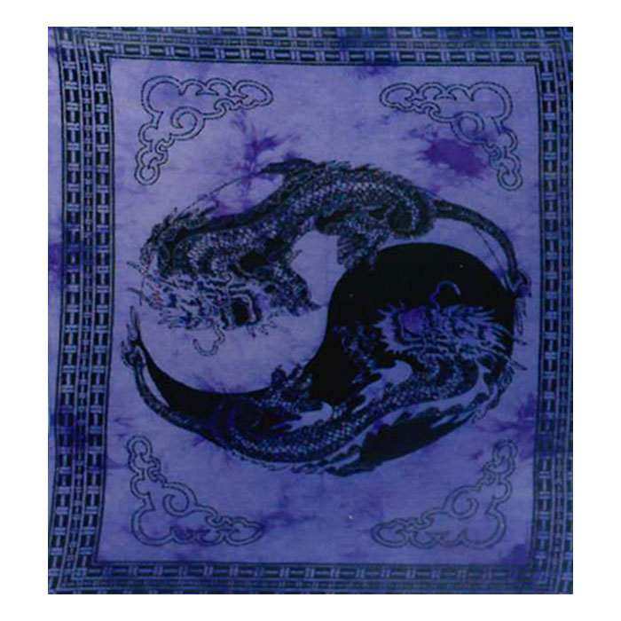 Purple and Black Chinese Yin Yang Dragon Fly Cotton Flag