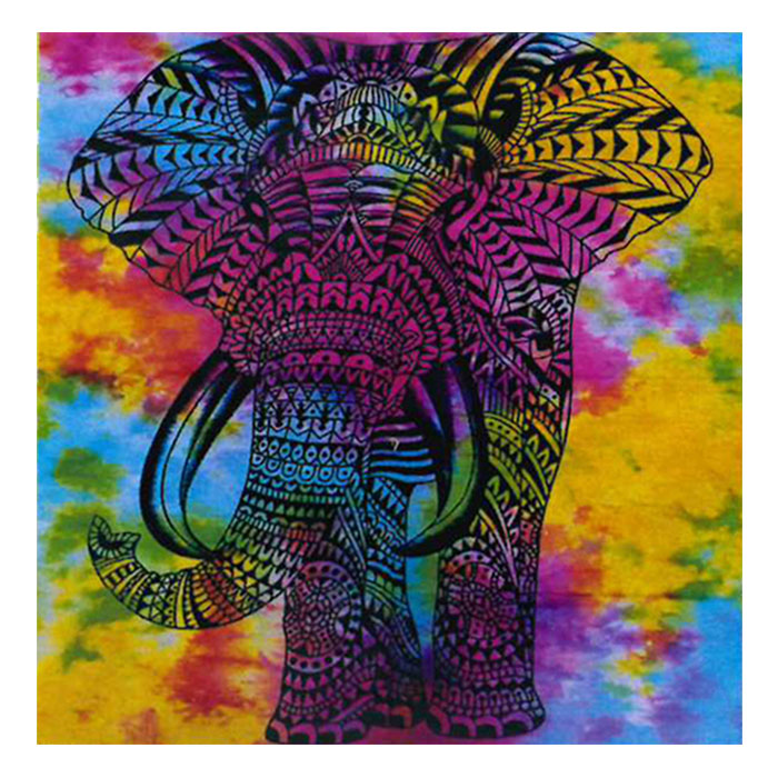 Rainbow Indian Bohemian Elephant Cotton Flag