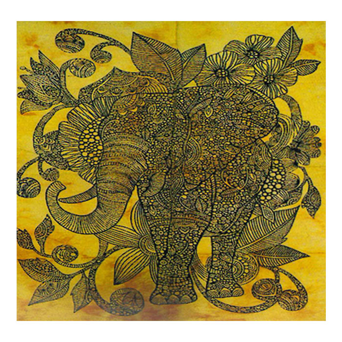 Boho Floral Elephant Cotton Flag